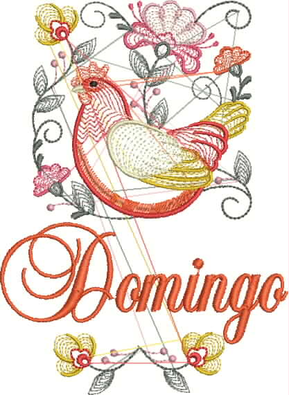Colorful Rooster Embroidery Design