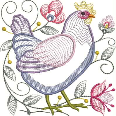 Morning Rooster Embroidery Design