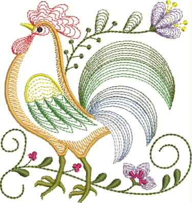 Rustic Rooster Embroidery Design