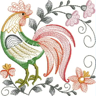 Golden Rooster Embroidery Design