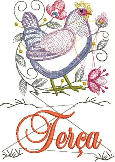 Decorative Hen Embroidery Design