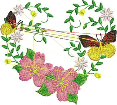Modura floral com beija-flor e flores Embroidery Design