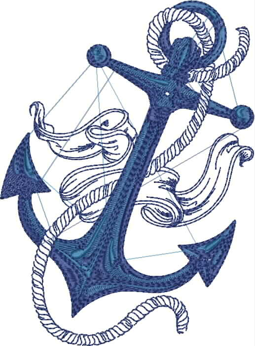 Anchor Waves Nautical Machine Embroidery Design