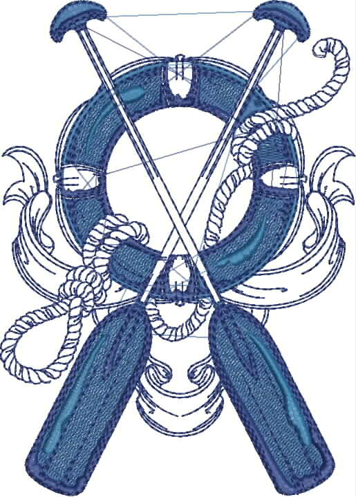 Ocean Chevron Anchor Machine Embroidery