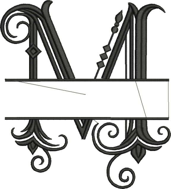 Split Monogram Letter M