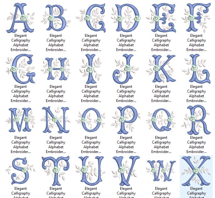 Elegant Calligraphy Alphabet Embroidery Design