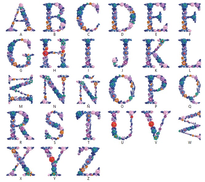 Decorative Alphabet Letter Set for Embroidery