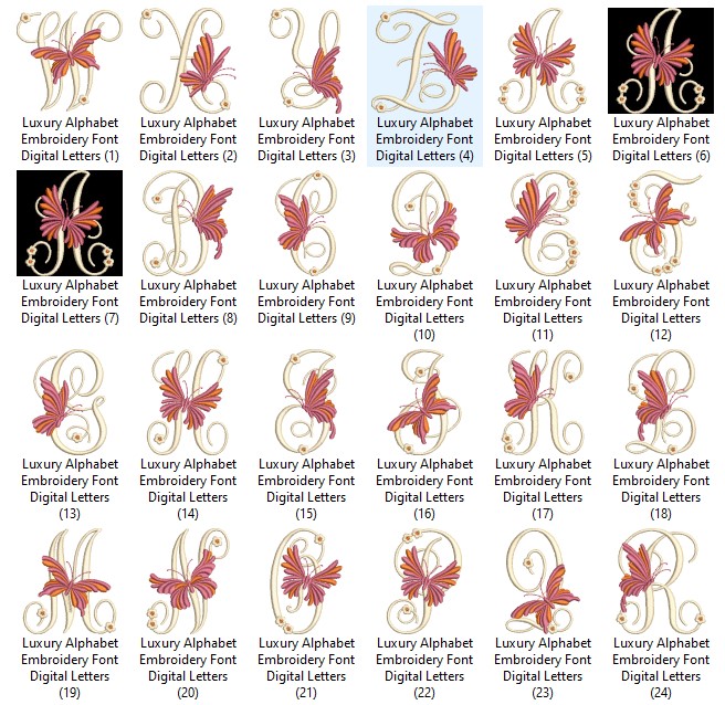 Luxury Alphabet Embroidery Font Digital Letters