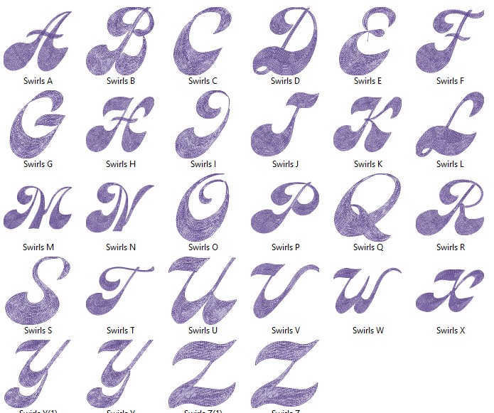 Modern Script Alphabet Embroidery File
