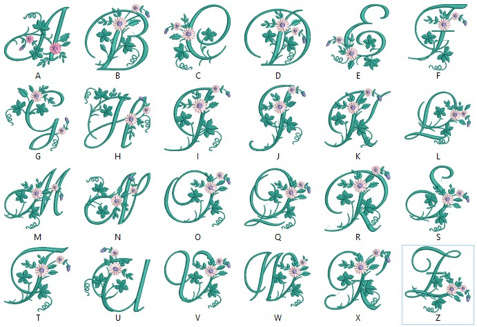 Outline Letter Alphabet Embroidery File