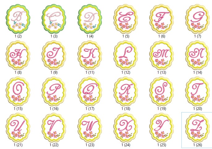 Cursive Style Alphabet Embroidery Designs