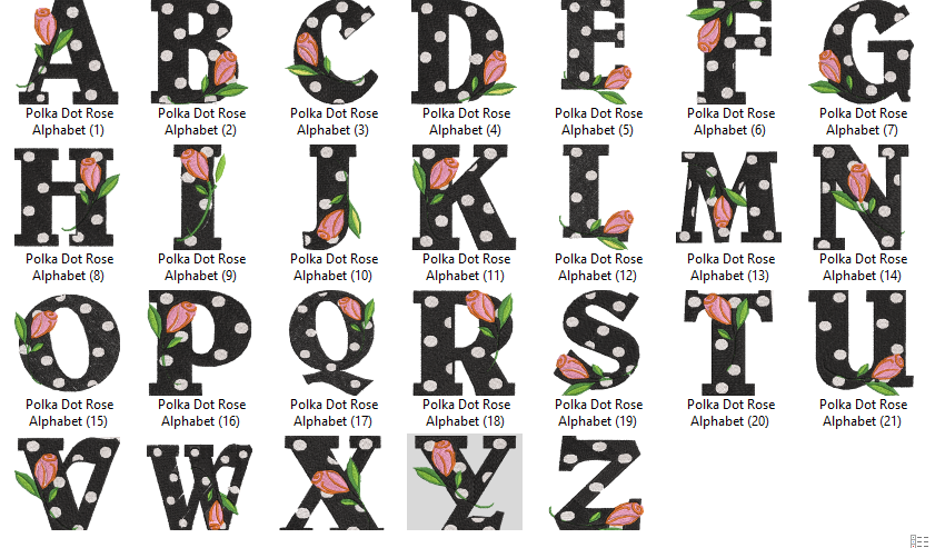 Polka Dot Rose Alphabet