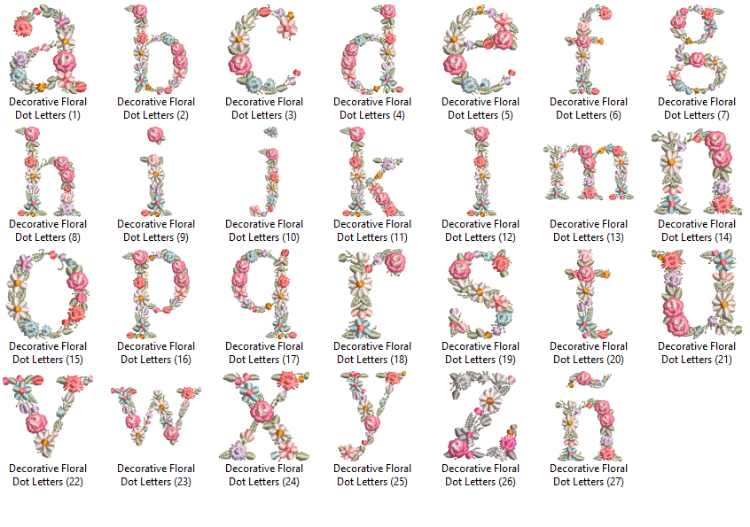 Decorative Floral Dot Letters