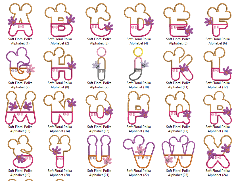 Soft Floral Polka Alphabet