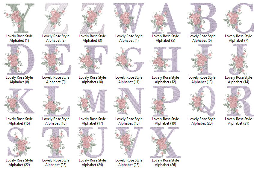 Lovely Rose Style Alphabet