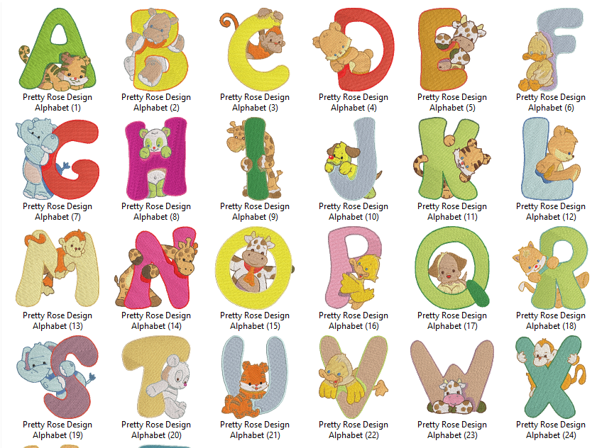 Pretty Rose Design Alphabet