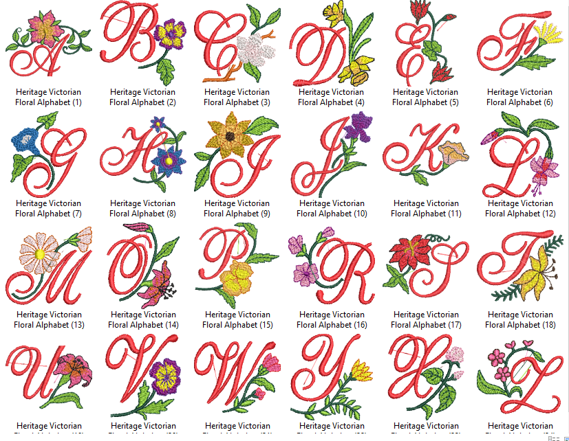 Heritage Victorian Floral Alphabet