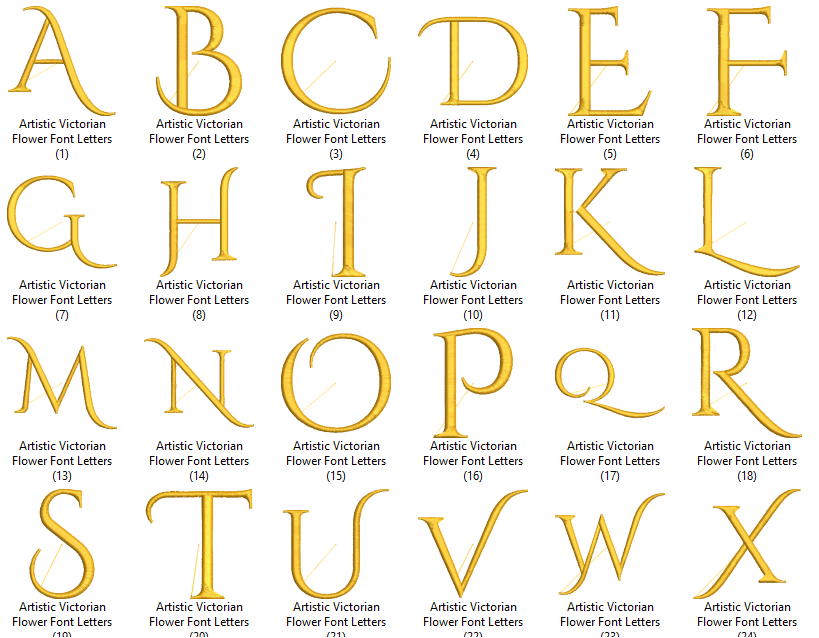Artistic Victorian Flower Font Letters