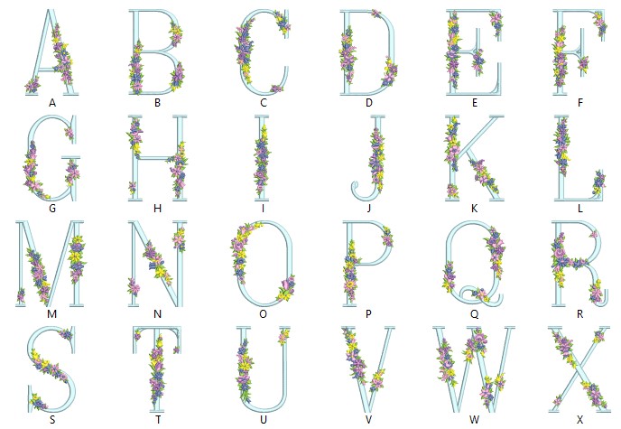 Floral Alphabet Initial Embroidery Designs