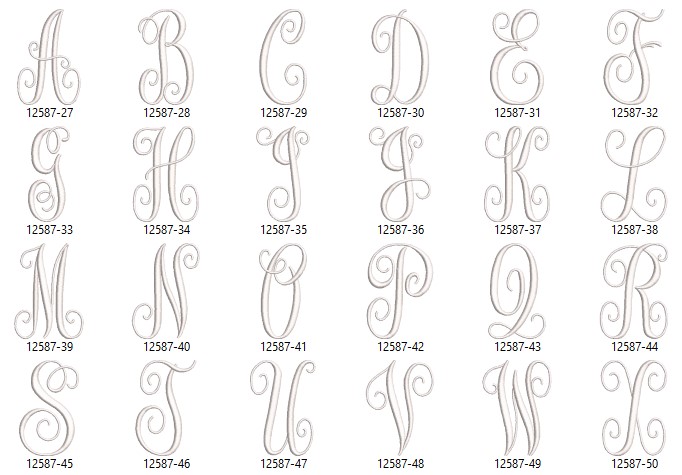 Stylish Monogram Alphabet Embroidery Design