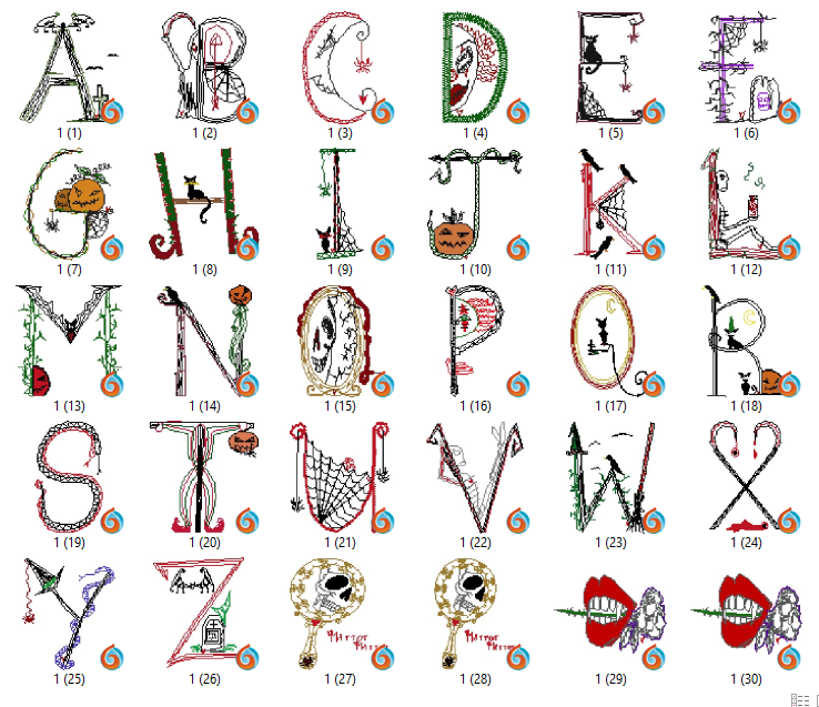 Artistic Alphabet Monogram Embroidery Design