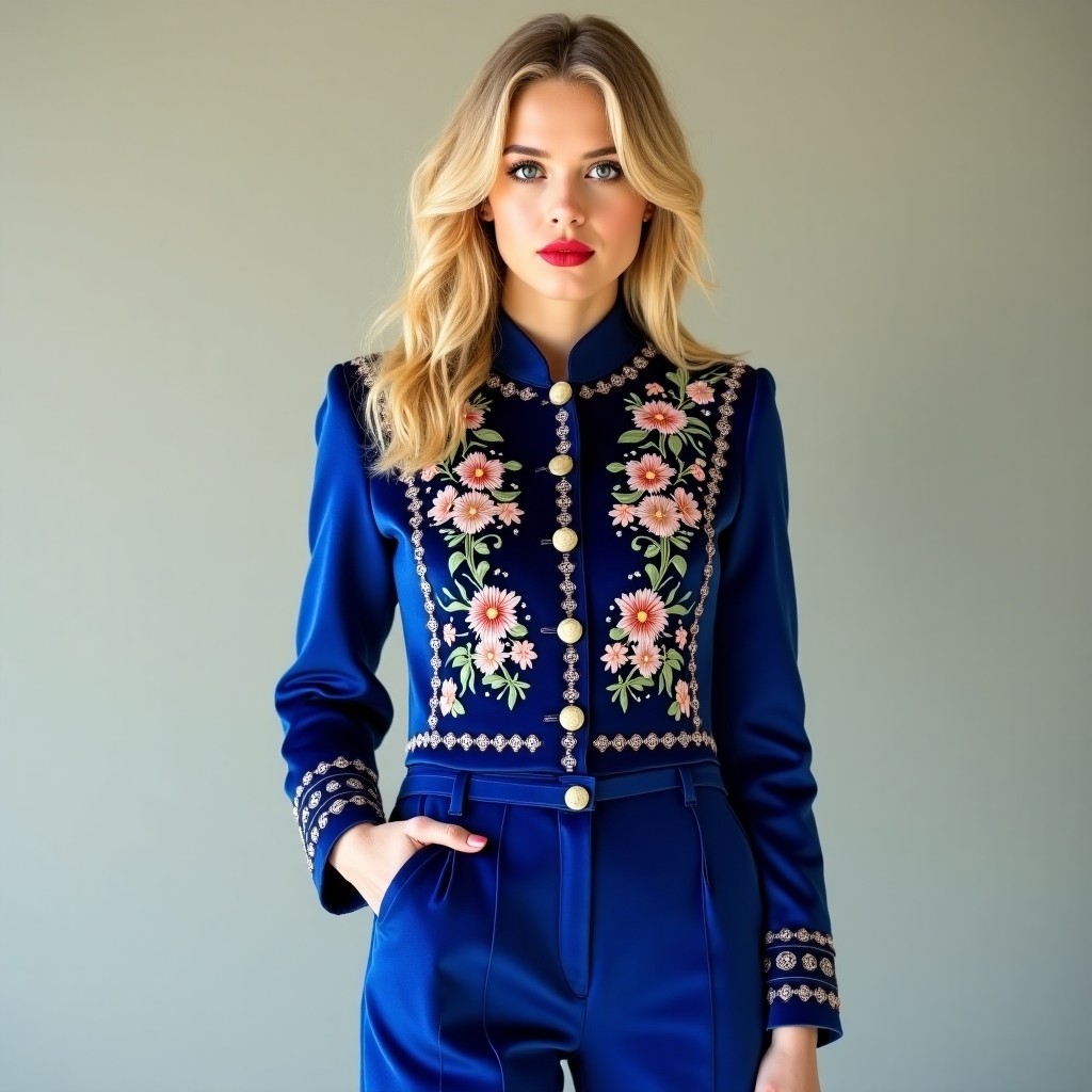 Premium Floral Embroidered Women's Command Blazer