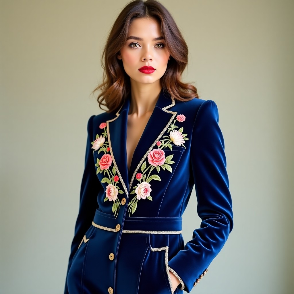 Royal Blossom Embroidered Fashion Coat
