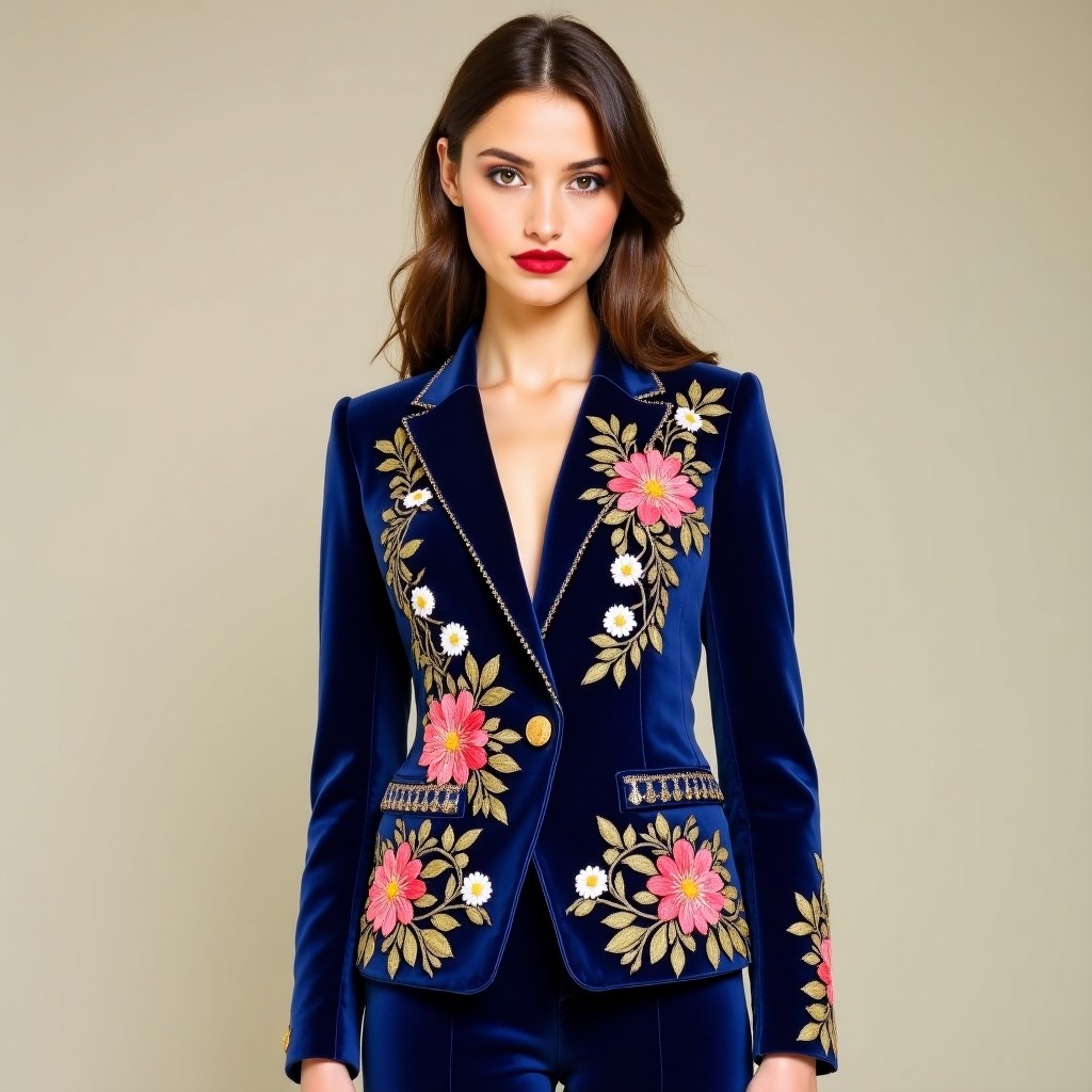 Luxury Floral Heritage Military Jacket