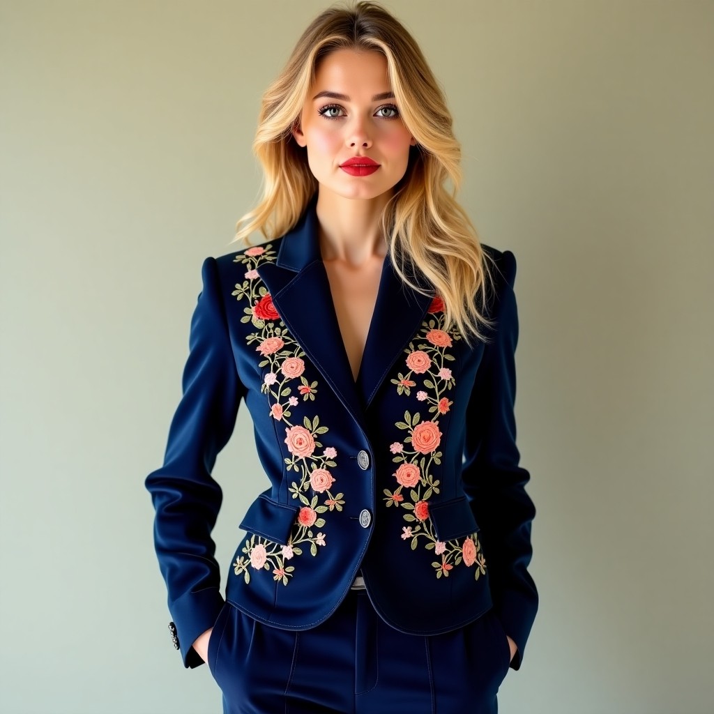 Grand Palace Women's Embroidered Military Coat
