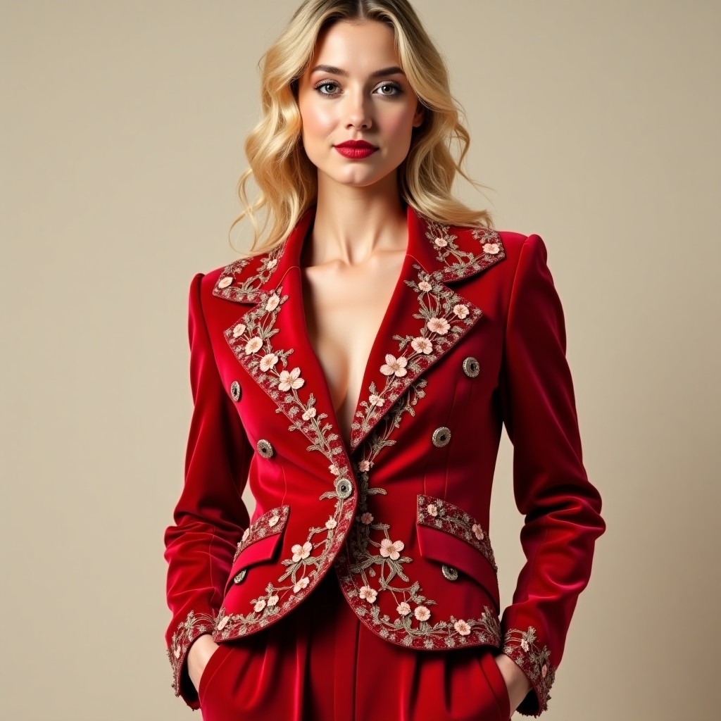 Luxury Garden Bloom Military Fashion Coat