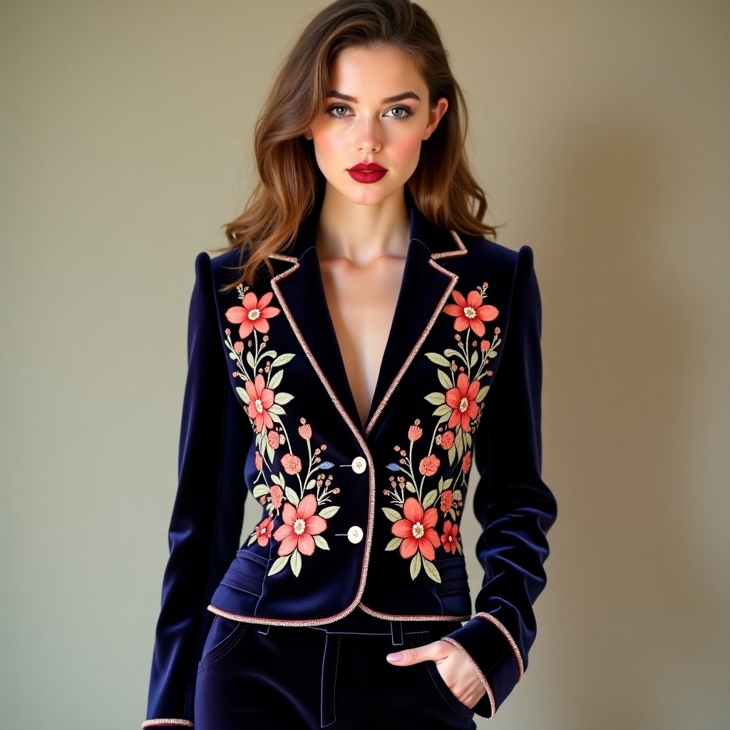 Luxury Commander Floral Embroidery Coat