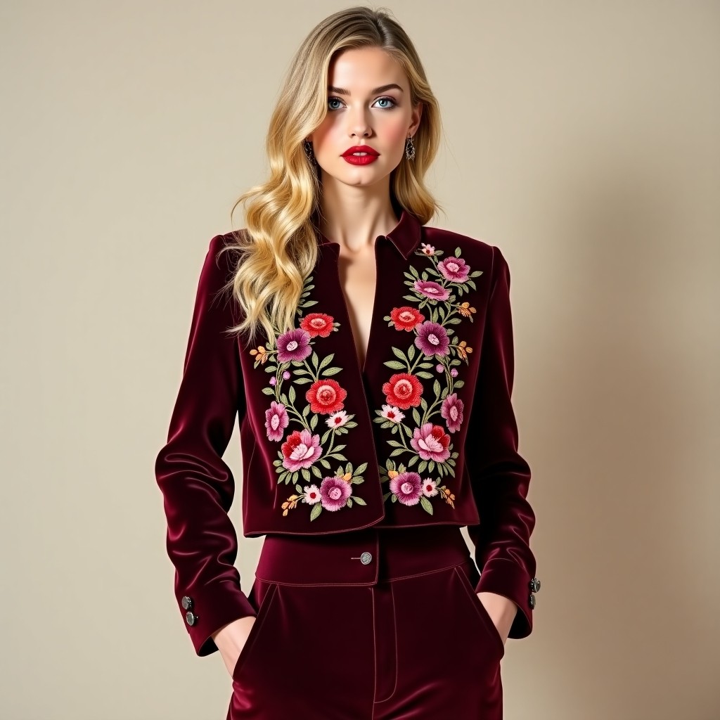 Elegant Commander Floral Couture Blazer