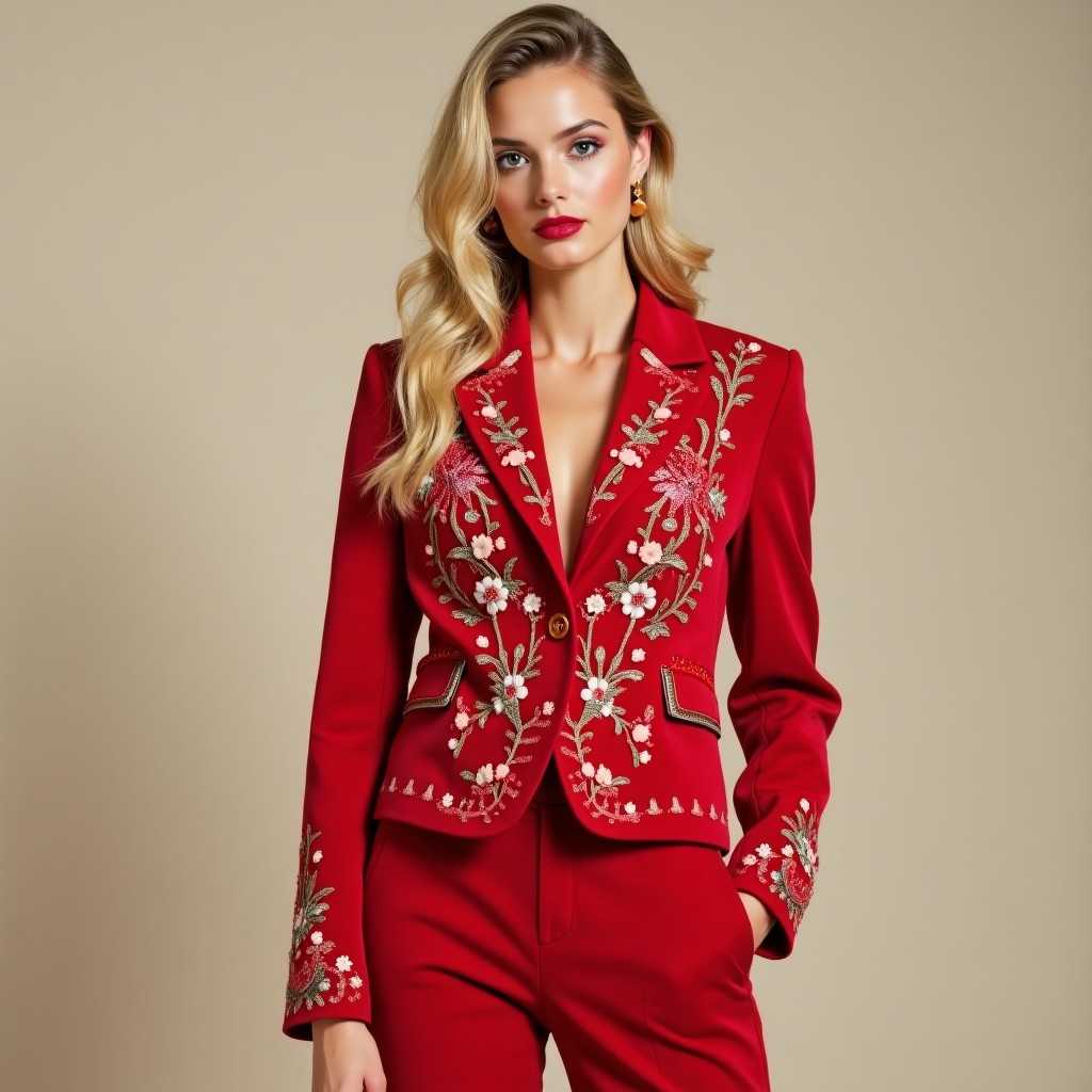 Regal Charm Embroidered Women's Fashion Blazer