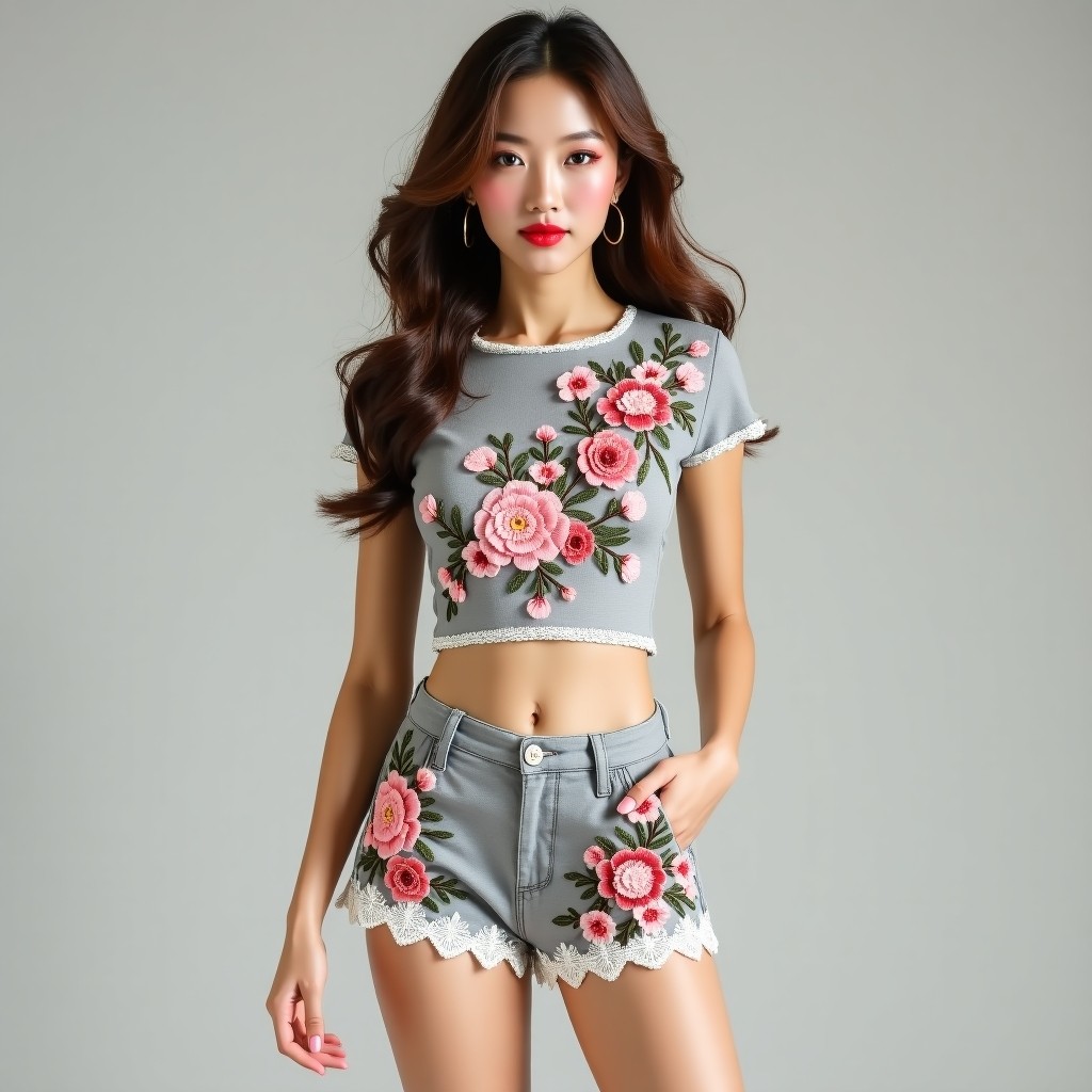 Charming Petals Stylish Floral Embroidery Design for Women's Dresses