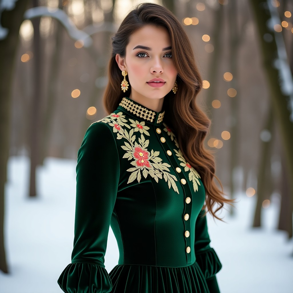 Signature Velvet Blossom Embroidered Dress
