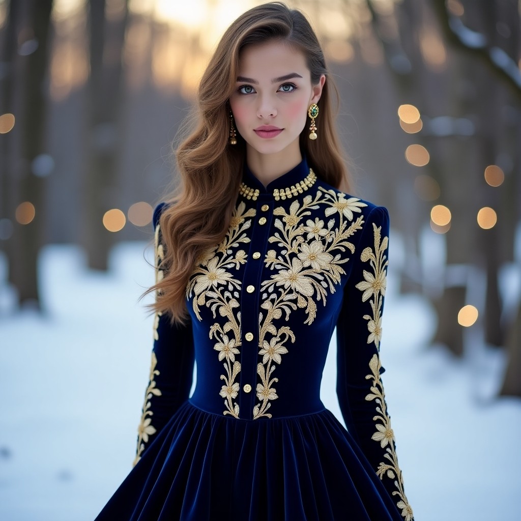 Grand Luxury Burgundy Embroidered Velvet Dress