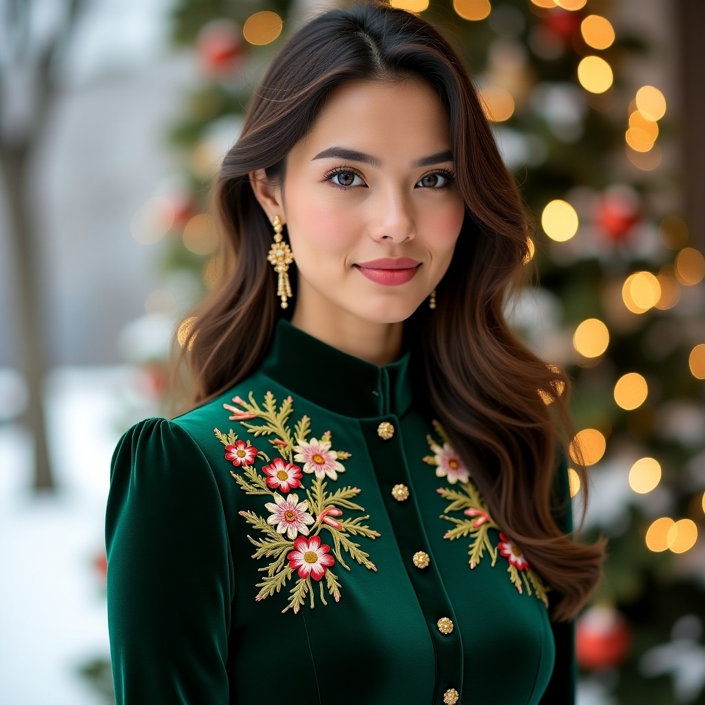 Burgundy Velvet Floral Gala Dress