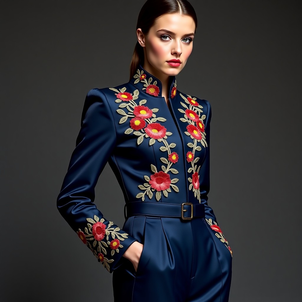 Diamond Collection Elegant Floral Embroidered Luxury Jacket