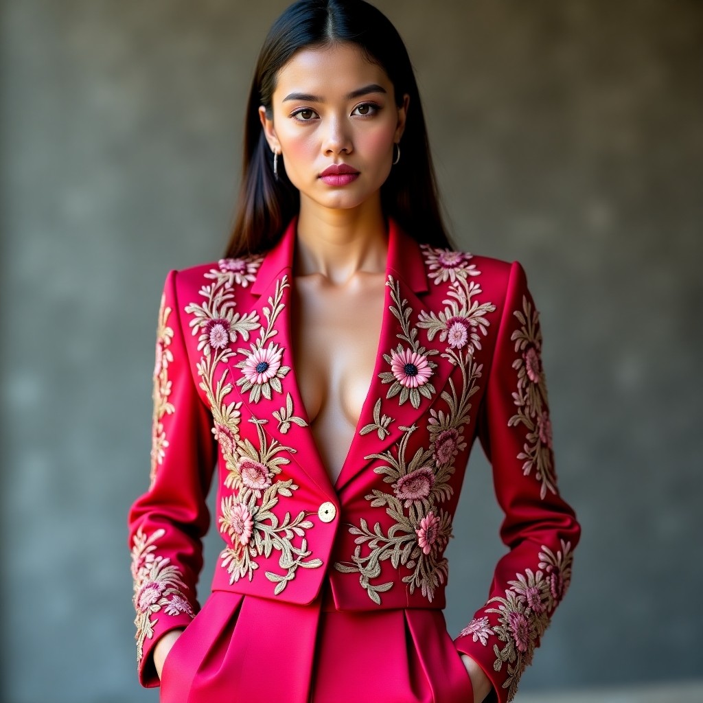 Royal Sapphire Floral Embroidered Designer Jacket
