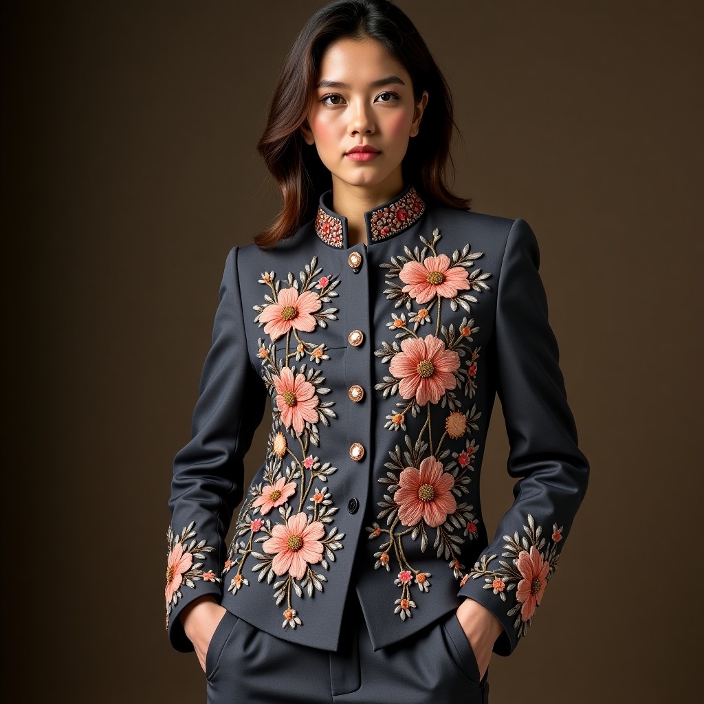 Majestic Floral Harmony Designer Jacket