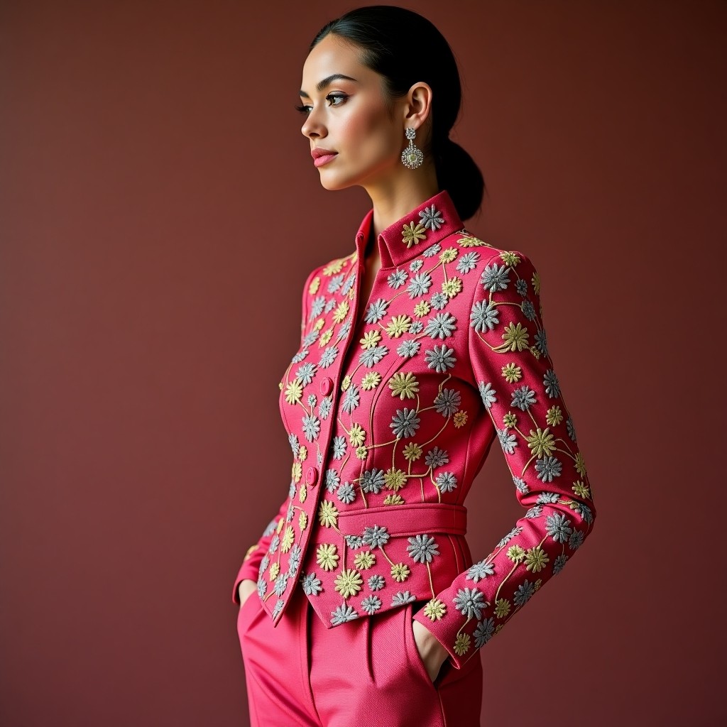 Royal Orchid Floral Embroidered Premium Jacket