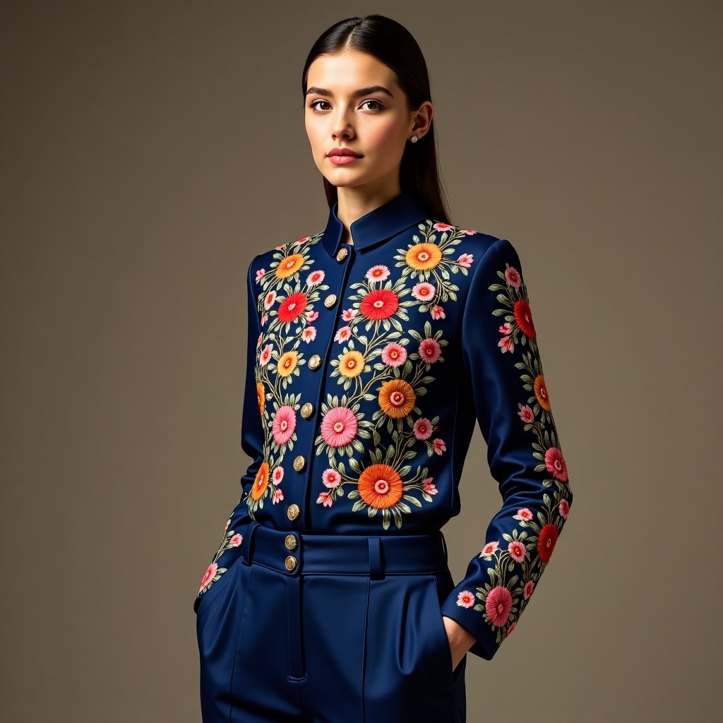 Elite Sapphire Embroidered Designer Blazer
