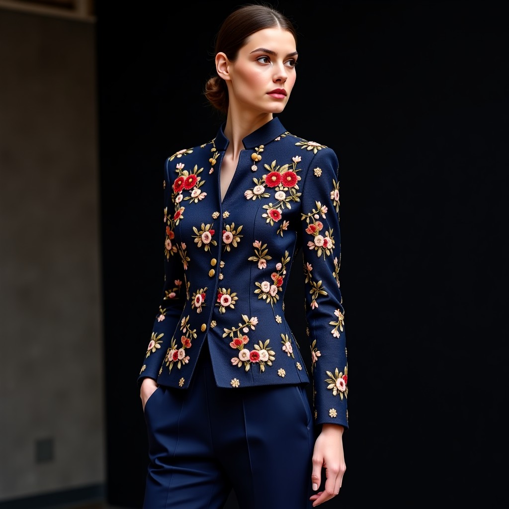 Luxury Royal Bloom Embroidered Women's Blazer