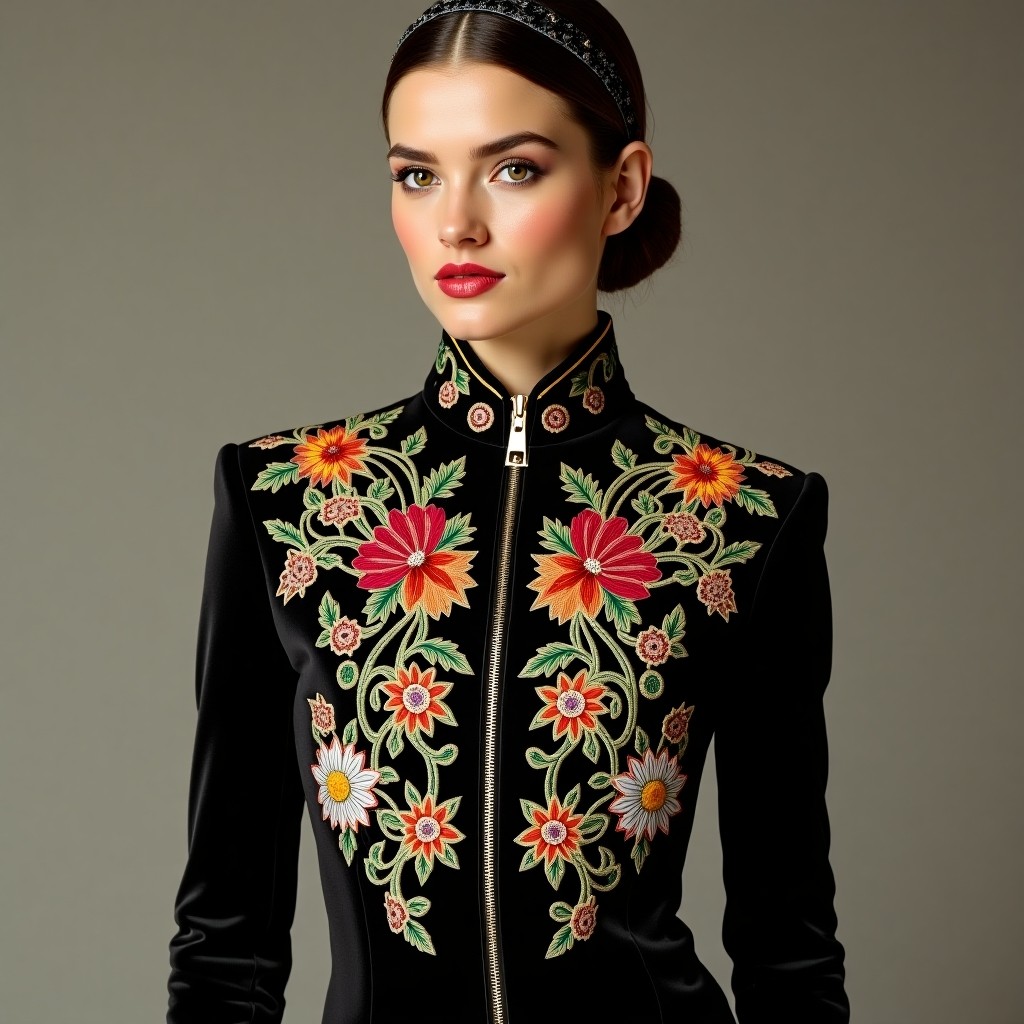 Royal Velvet Garden Embroidered Luxury Jacket
