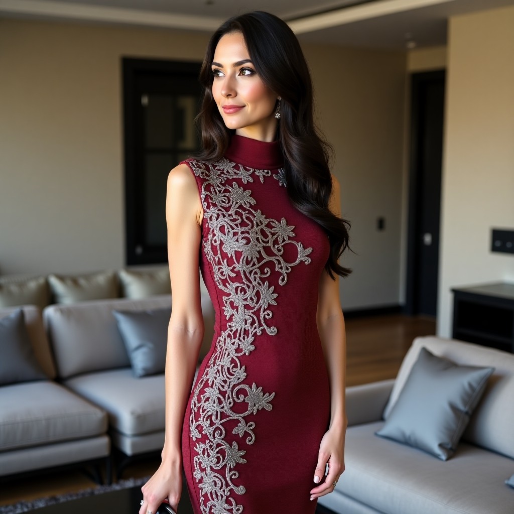 Signature Bloom Luxury Embroidered Sweater Dress
