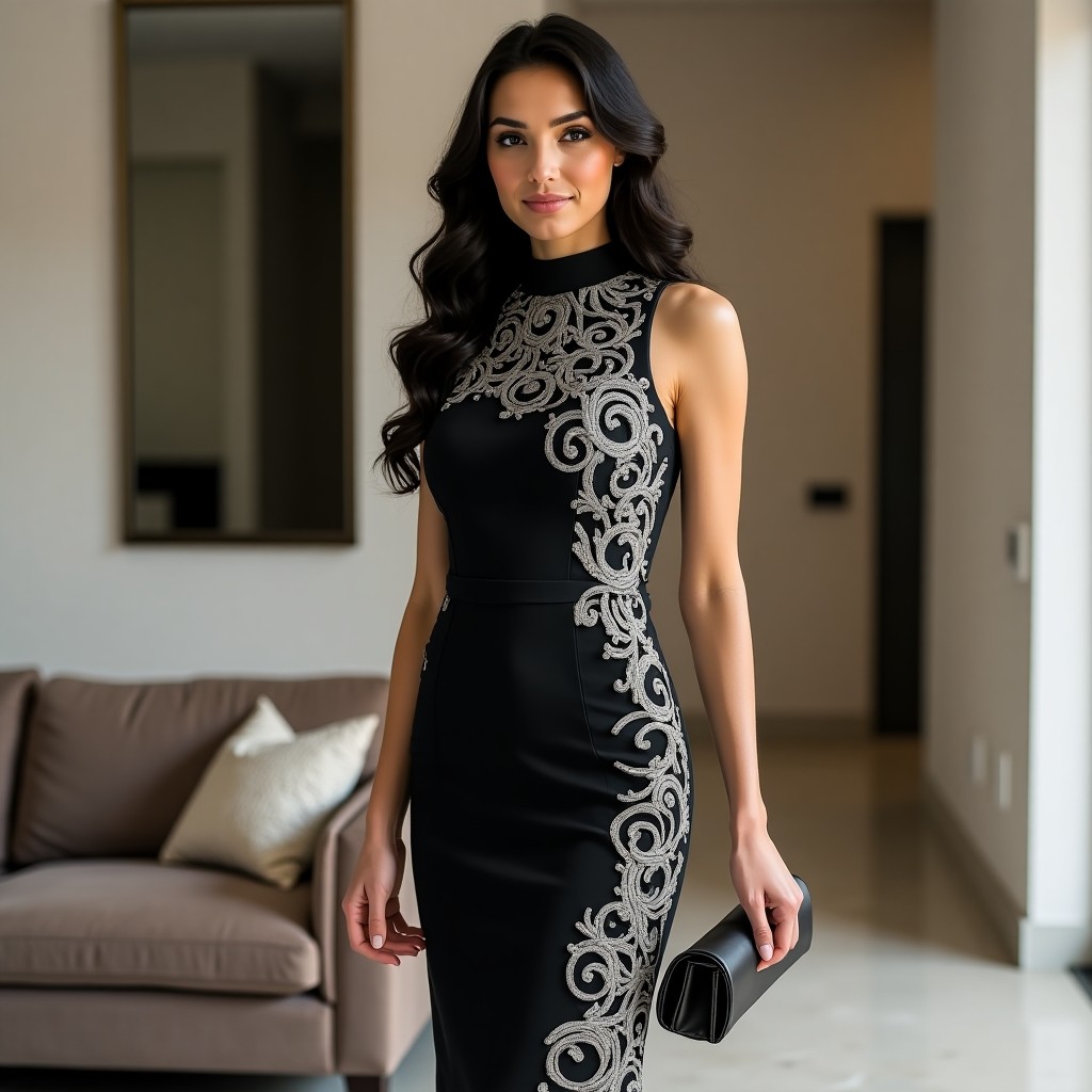Grand Botanical Charm Luxury Knit Dress