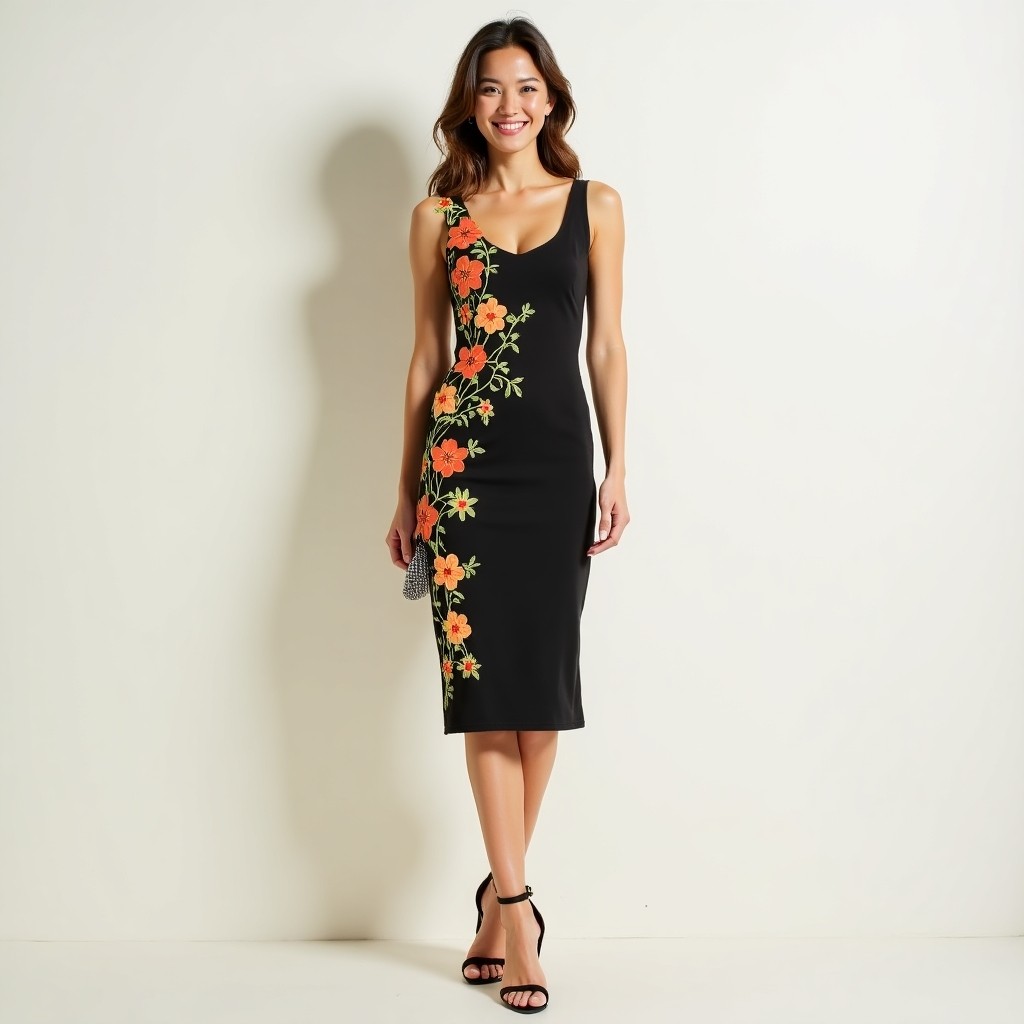 Elite Botanical Elegance Sleeveless Evening Dress
