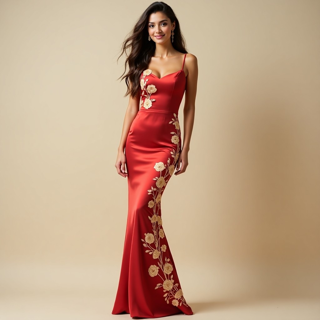 Majestic Botanical Elegance Sleeveless Gown