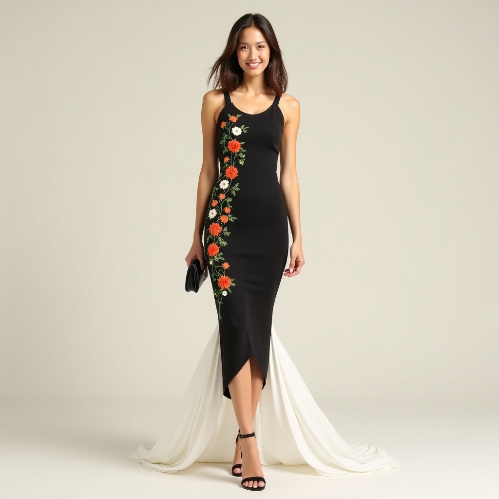 Elite Scarlet Floral Luxury Evening Gown