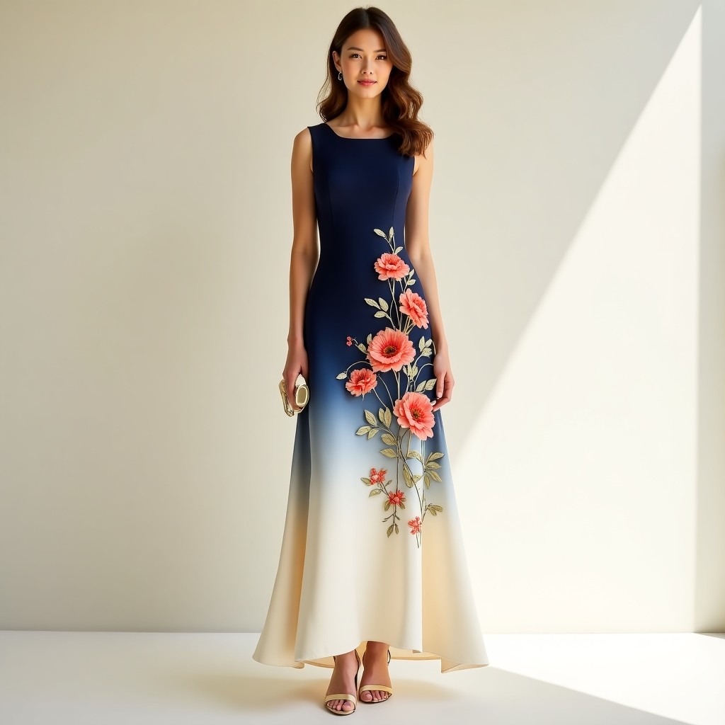 Prestige Sunset Garden Embroidered Couture Gown